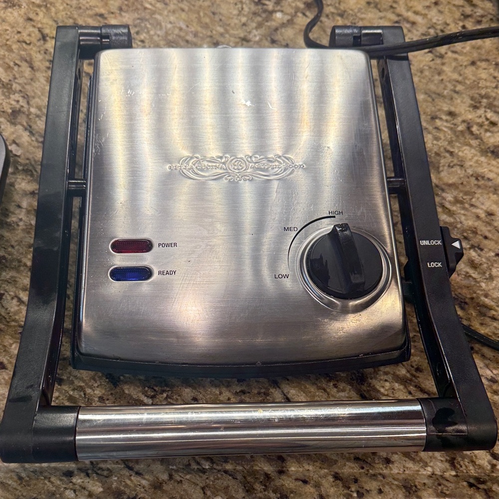 Stainless Steel Panini Press with Black Accents